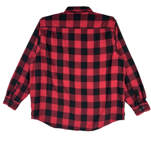 George Men's Red Buffalo Check Button-Down Long Sleeve Shirt 3XL (54-56) Cotton - Picture 2 of 10